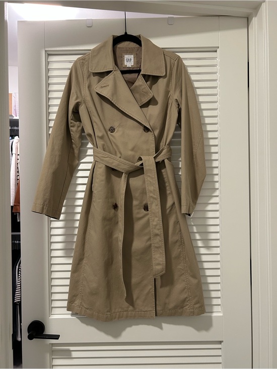 GAP Jackets & Blazers - GAP Tan Double-Breasted Trench Coat with Belt